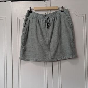 Falls Creek Green linen Blend Mini kirt 4 Pockets And Elastic Waisted Size L
